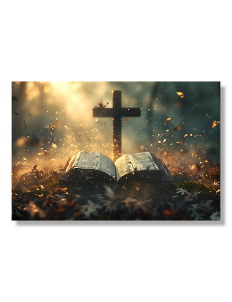 Obraz szklany - Biblia z krzyżem - Axitech.com.pl